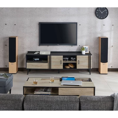 Dominique TV Stand For TVs Up To 78" Black/White Oak - MiBasics - Image 4