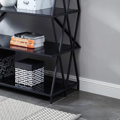 57.5" Werrin 5 Shelves Large Metal Display Bookshelf Black - MiBasics - Image 2