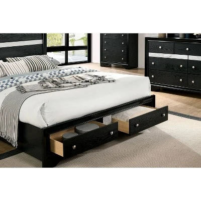 Queen Wetherby 2 Drawer Footboard Platform Bed Black - MiBasics - Image 4