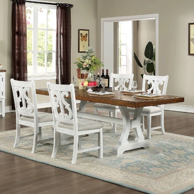 5pc Lexin Rustic Dining Set Distressed White/ Distressed Dark Oak - MiBasics