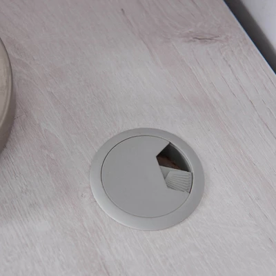 Ghally Locking Drawer L-Shape Desk With USB Ports White Oak - MiBasics - Image 9