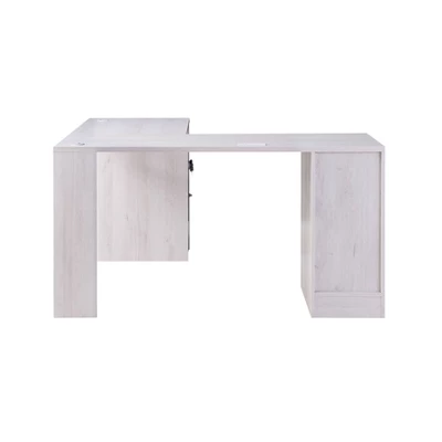 Ghally Locking Drawer L-Shape Desk With USB Ports White Oak - MiBasics - Image 5