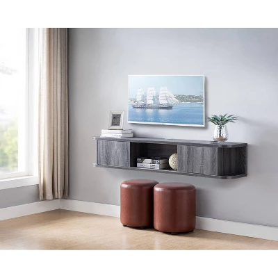 Edwige Floating Console TV Stand For TVs Up To 60" Distressed Gray - MiBasics - Image 5