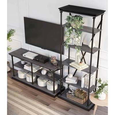 2pc Tullymore Open Shelf Console Table And Bookcase Set - MiBasics - Image 5