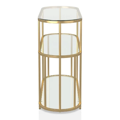 Invergarry Mirrored And Tempered Glass Sofa Table Gold - MiBasics - Image 2