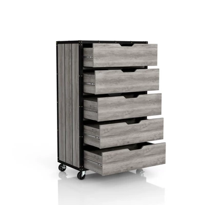 Mara Lavista Mobile 5 Drawers Chest Vintage Gray Oak - MiBasics - Image 11