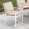 2pk Nawaren Aluminum Patio Arm Chairs White/Oak - MiBasics