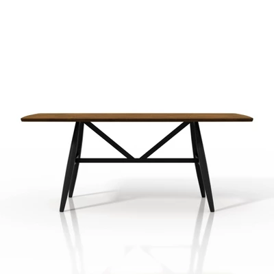 71" Bernst Mid-Century Modern Rectangle Dining Table Antique Oak/Black - MiBasics - Image 3