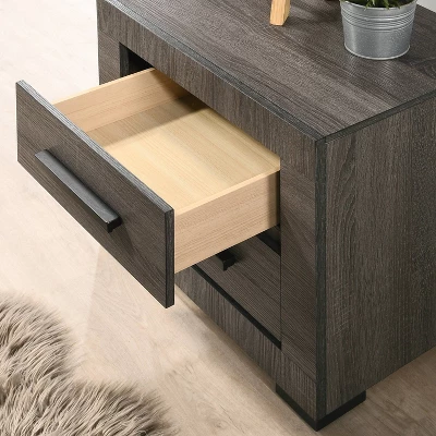 Roxava Contemporary 2 Drawer Nightstand Gray - MiBasics - Image 3