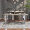 72" Ravine Rectangle Dining Table Light Gray/Chrome - MiBasics